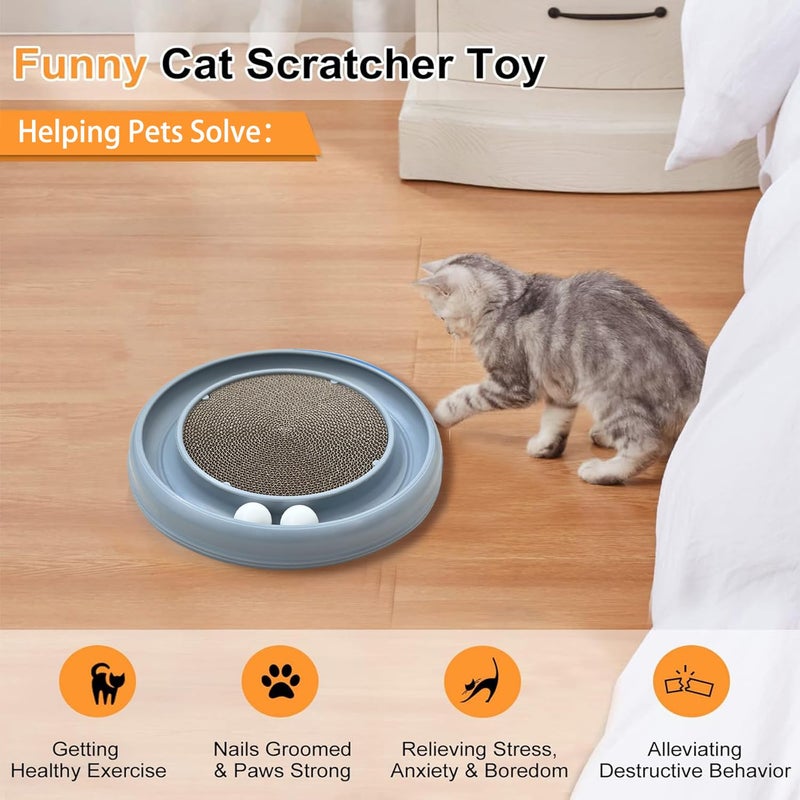 LYCTDD Interactive Cat Ball Track Toy for Indoor Cats, Cat Scratching Board & Exercise Set for Bored Indoor Adult and Kitten Mental & Physical Stimulation, with Spare Ball to Prevent Loss (Grey) - Image 4