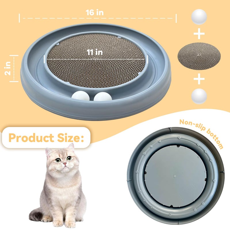 LYCTDD Interactive Cat Ball Track Toy for Indoor Cats, Cat Scratching Board & Exercise Set for Bored Indoor Adult and Kitten Mental & Physical Stimulation, with Spare Ball to Prevent Loss (Grey) - Image 5