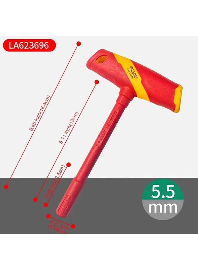 LA623696 Insulated T Shaped Socket Wrench Electrician Special Manual Tool Injection Molded - Image 1