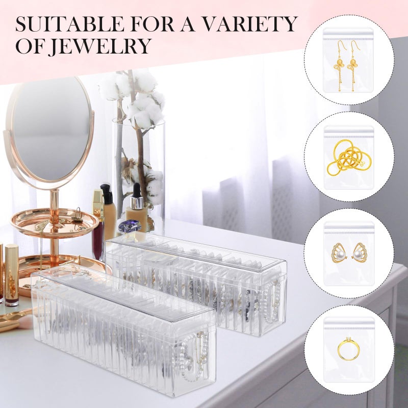 Kenning 63 Pcs Acrylic Jewelry Case Organizer, Clear Jewelry Organizers Holder with Portable Anti Tarnish Storage Bags for Rings, Earrings, Necklaces, Ideal Gifts for Women (Clear) - Image 4
