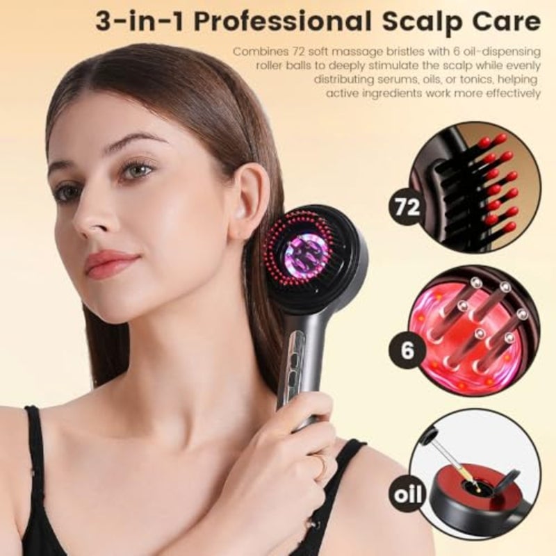 3-in-1 Electric Scalp Massager with Five-Level Massage Kneading, Oil Application, IPX7 Waterproof, Rechargeable for Men and Women - Image 2