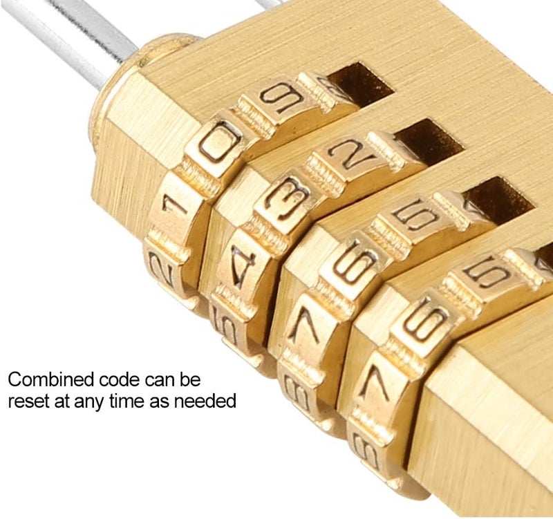 كلاراكو قفل مركب، قفل نحاسي صلب برمز أمان مكون من 4 أرقام، مناسب لخزانة الصالة الرياضية، وخزانة المشبك، وحقيبة السفر، والأمتعة، وحقيبة الظهر - Image 2
