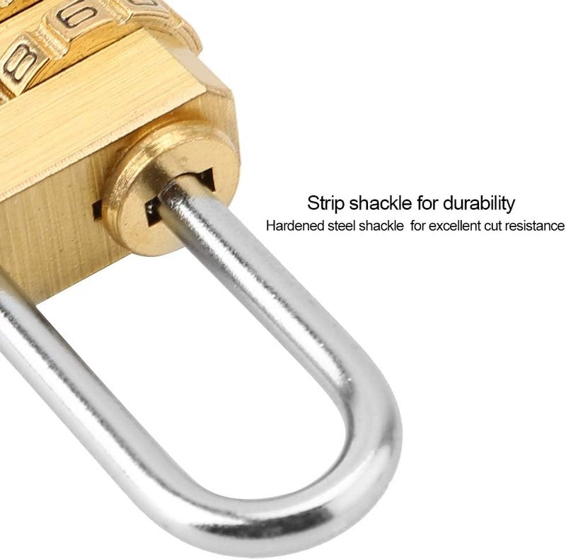 كلاراكو قفل مركب، قفل نحاسي صلب برمز أمان مكون من 4 أرقام، مناسب لخزانة الصالة الرياضية، وخزانة المشبك، وحقيبة السفر، والأمتعة، وحقيبة الظهر - Image 3