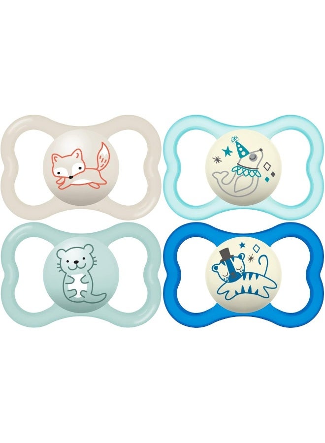 MAM Air Night & Day Baby Pacifier, for Sensitive Skin, Glows in The Dark, 6-16 Months, Baby Boy, 4 Count (Pack of 1) - Image 1