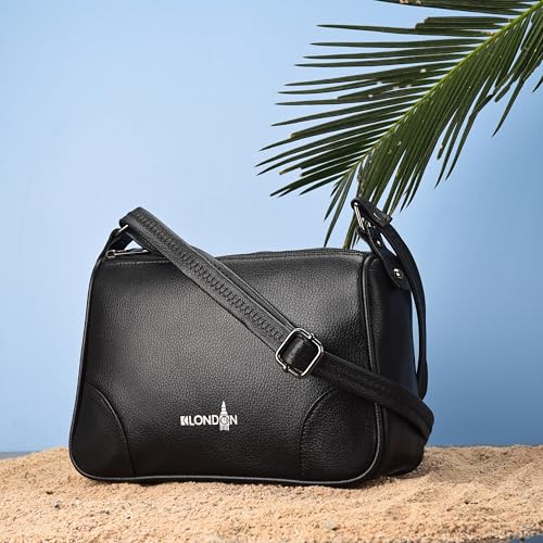 K London Women's Artificial PU Leather Sling Bag for Women - Girls Travel Crossbody Bags with Adjustable Strap - Ladies Shoulder Purse Stylish Handbag(2208_Black) - Image 2