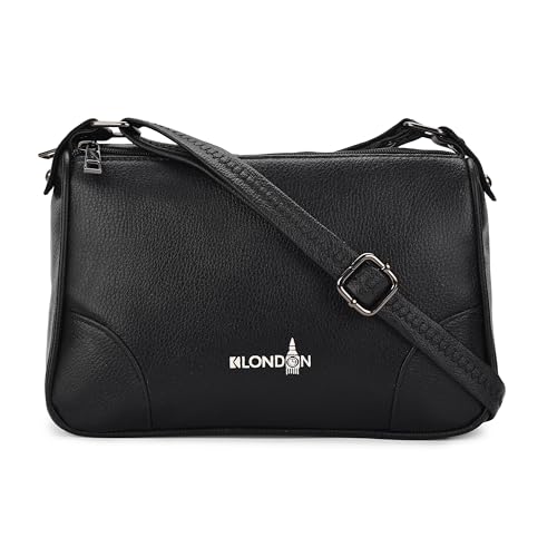 K London Women's Artificial PU Leather Sling Bag for Women - Girls Travel Crossbody Bags with Adjustable Strap - Ladies Shoulder Purse Stylish Handbag(2208_Black) - Image 1