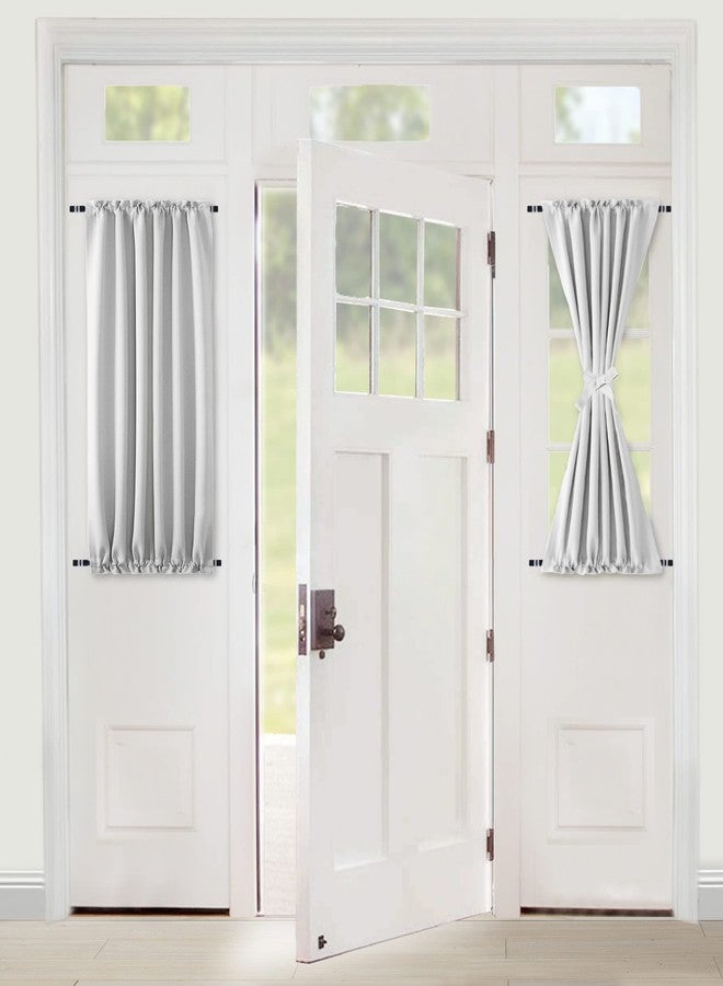 XWZO Door Curtains for Door Window, Thermal and Room Darkening Curtains for French Doors, Rod Pocket Blackout Curtains for Kitchen, 25 x 40 inches Long, Greyish White, 1 Panel - Image 1
