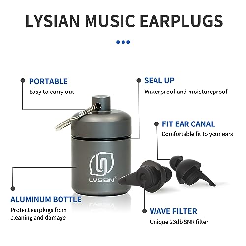 LYSIAN High-Fidelity Concert Ear Plugs– Reusable Noise-Reduction Festival Earplugs for Musician, Drummers, Party, Rave-Enjoy Clear Sound with -23dB Protection 2 Pairs Packs Black - Image 4