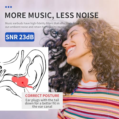 LYSIAN High-Fidelity Concert Ear Plugs– Reusable Noise-Reduction Festival Earplugs for Musician, Drummers, Party, Rave-Enjoy Clear Sound with -23dB Protection 2 Pairs Packs Black - Image 3
