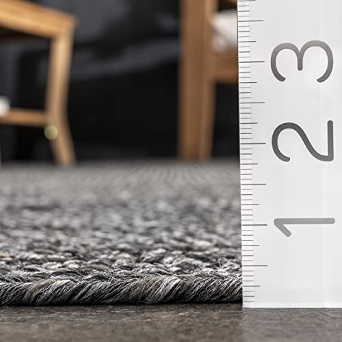 nuLOOM 2' x 8' Solid Hand Braided Indoor/Outdoor Area Rug, Pet-Friendly, High Traffic, Weather Resistant, for Patio, Balcony, Bedroom, Living, Dining Room, Wynn Charcoal - Image 3