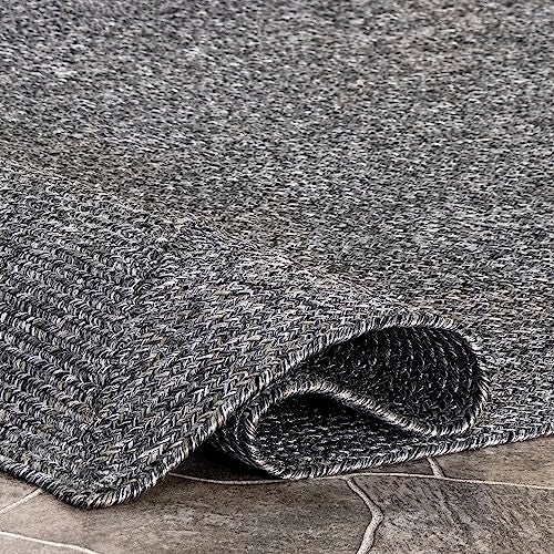nuLOOM 2' x 8' Solid Hand Braided Indoor/Outdoor Area Rug, Pet-Friendly, High Traffic, Weather Resistant, for Patio, Balcony, Bedroom, Living, Dining Room, Wynn Charcoal - Image 4