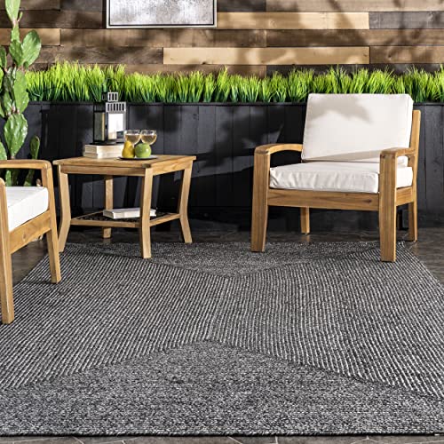 nuLOOM 2' x 8' Solid Hand Braided Indoor/Outdoor Area Rug, Pet-Friendly, High Traffic, Weather Resistant, for Patio, Balcony, Bedroom, Living, Dining Room, Wynn Charcoal - Image 2