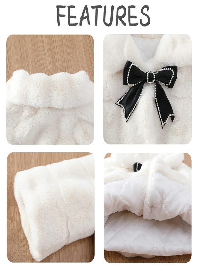 Aivtalk Baby Girls' Fleece Jackets Coats Thick Winter Cape Cotton Warm Outerwear Fuzzy Tops 6-12 Months White - Image 5
