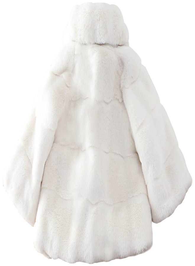 Aivtalk Baby Girls' Fleece Jackets Coats Thick Winter Cape Cotton Warm Outerwear Fuzzy Tops 6-12 Months White - Image 2