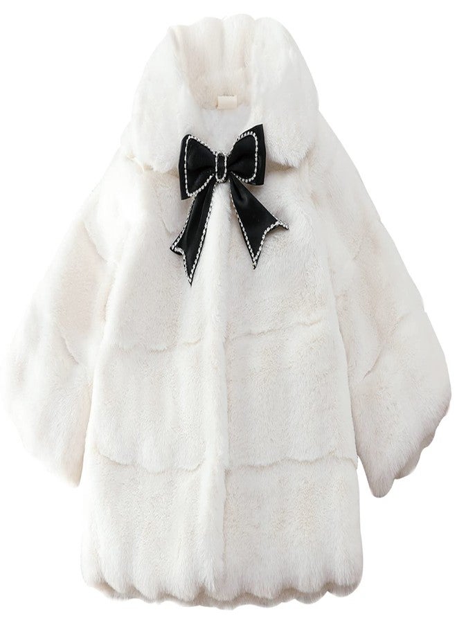 Aivtalk Baby Girls' Fleece Jackets Coats Thick Winter Cape Cotton Warm Outerwear Fuzzy Tops 6-12 Months White - Image 1