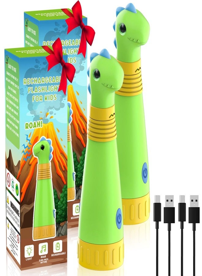 COSOOS 2 Rechargeable Dinosaur Flashlights for Kids, Roar Mode, Kids Flashlight, Outdoor Camping Gear Accessories, Christmas Light Stocking Stuffer for Kids Boys Girls - Image 1