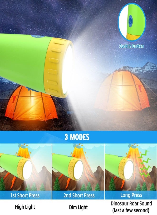 COSOOS 2 Rechargeable Dinosaur Flashlights for Kids, Roar Mode, Kids Flashlight, Outdoor Camping Gear Accessories, Christmas Light Stocking Stuffer for Kids Boys Girls - Image 2