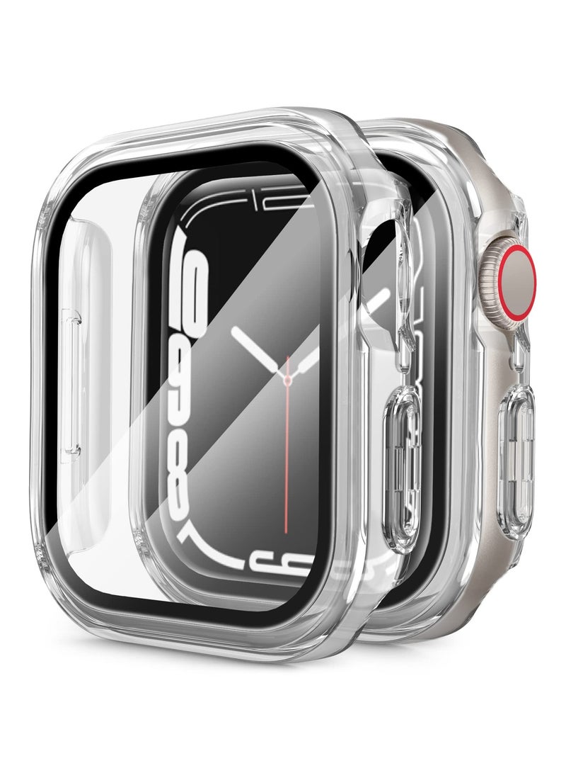 [1 Pack] Hard Case Compatible for Apple Watch Series 9 (2023) Series 8 Series 7 41mm with Tempered Glass Screen Protector HD Clear Ultra-Thin Overall Protective Cover (Transparent) - Image 4