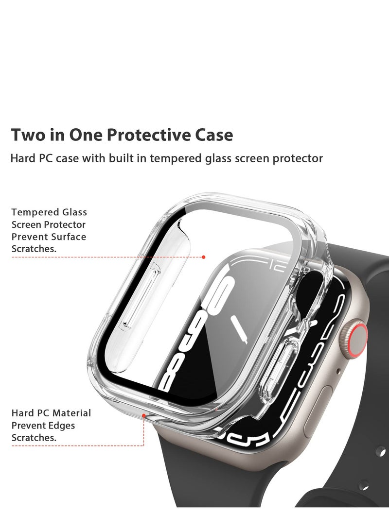 [1 Pack] Hard Case Compatible for Apple Watch Series 9 (2023) Series 8 Series 7 41mm with Tempered Glass Screen Protector HD Clear Ultra-Thin Overall Protective Cover (Transparent) - Image 5