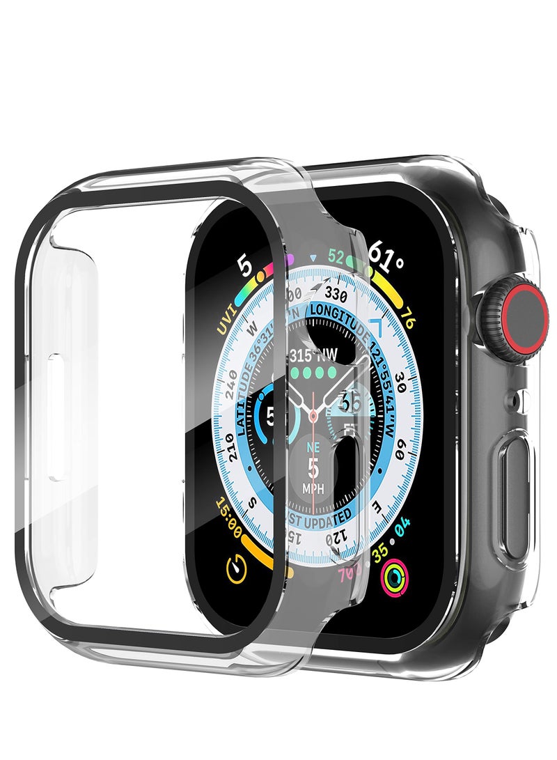 [1 Pack] Hard Case Compatible for Apple Watch Series 9 (2023) Series 8 Series 7 41mm with Tempered Glass Screen Protector HD Clear Ultra-Thin Overall Protective Cover (Transparent) - Image 1
