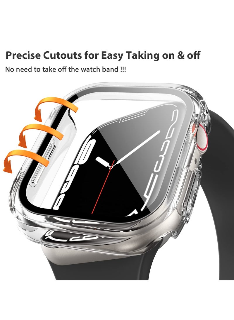 [1 Pack] Hard Case Compatible for Apple Watch Series 9 (2023) Series 8 Series 7 41mm with Tempered Glass Screen Protector HD Clear Ultra-Thin Overall Protective Cover (Transparent) - Image 3