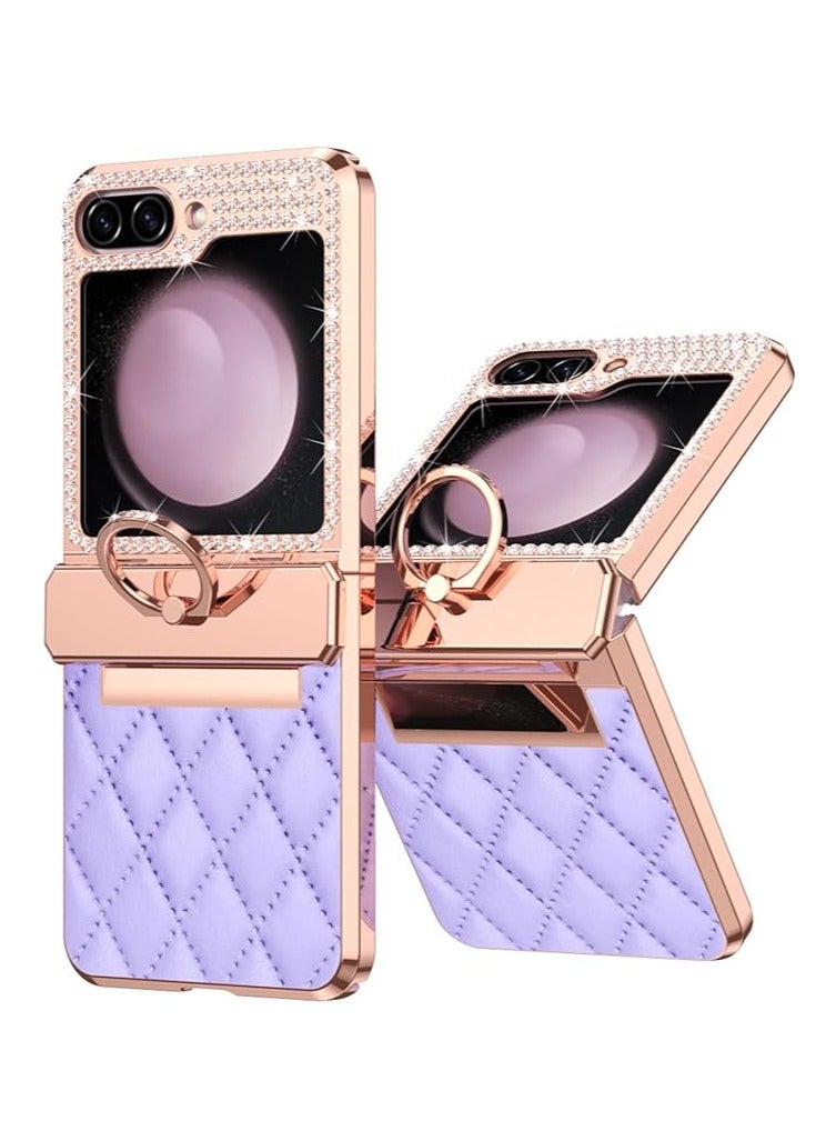 general Samsung Galaxy Z Flip 5 Slim Case, Zip Leather Case for PC Phone with Ring Design, Full Coverage Drop Resistant Protective Leather Case