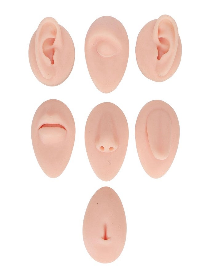 FOLOSAFENAR 7PCS Piercing Practice Body Parts,Simulation Soft Silicone Flexible Model Body Part,Ear Eye Nose Mouth Tongue and Belly Button Model,for Piercing Practice and Jewelry Display Acupuncture Teaching Tool - Image 1