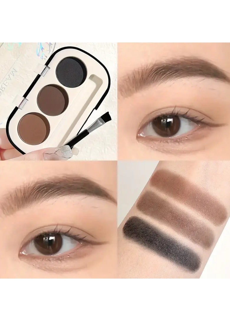 Juju JUJU Dreamy 3-Color Eyebrow Powder Palette with Professional Brush - Strong Waterproof and Sweatproof, Ultra Long-lasting, High Pigmentation for Natural-looking Eyebrows (No. 03)  - Image 1