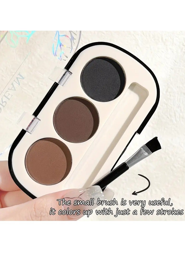 Juju JUJU Dreamy 3-Color Eyebrow Powder Palette with Professional Brush - Strong Waterproof and Sweatproof, Ultra Long-lasting, High Pigmentation for Natural-looking Eyebrows (No. 03)  - Image 5