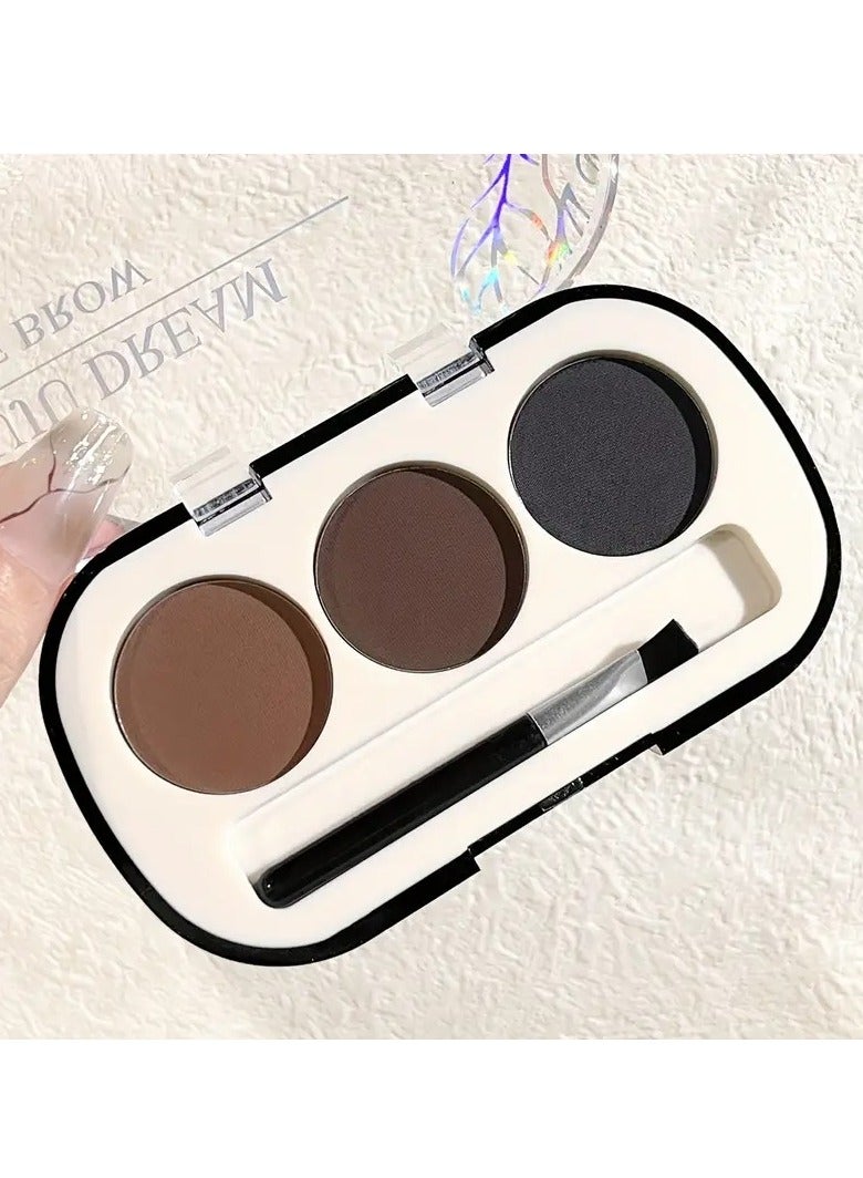Juju JUJU Dreamy 3-Color Eyebrow Powder Palette with Professional Brush - Strong Waterproof and Sweatproof, Ultra Long-lasting, High Pigmentation for Natural-looking Eyebrows (No. 03)  - Image 4