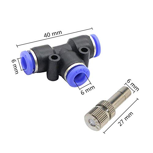 APPSTER 6mm Atomization Brass Fogger Nozzles with Tee Connector for Misting Fogging Spray Sprinkler Cooling Sprayer Automatic Irrigation Cooling Kit - 1pcs set - Image 4