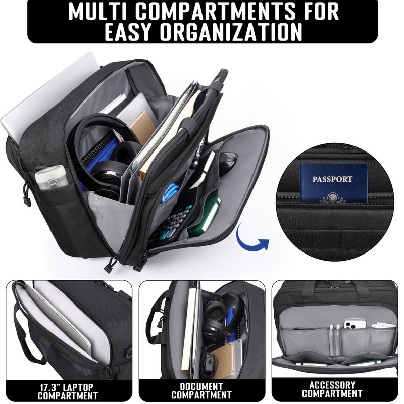 DEYACE Tactical Messenger Laptop Bag Large Military Briefcase 17.3 Inch Computer Work Office Bag for Men YKK-Zippers - Image 3