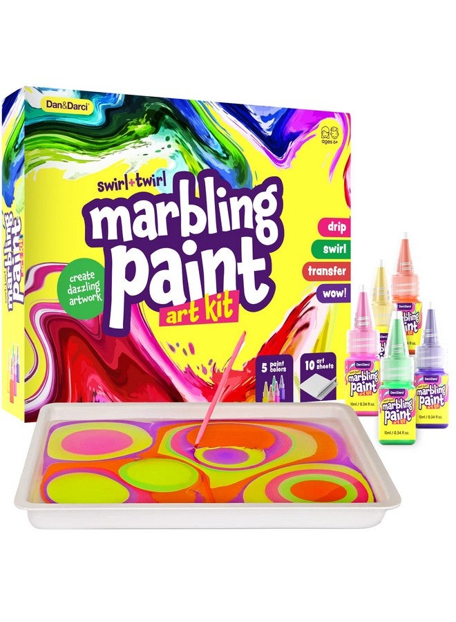 Dan&Darci Marbling Paint Art Kit for Kids - Arts & Crafts Gifts for Girls & Boys Ages 6-12 Years Old - Craft Kits Set - Gift Ideas Activities Toys Age 6 7 8 9 10 Year Olds - Marble Painting Sets - Image 1
