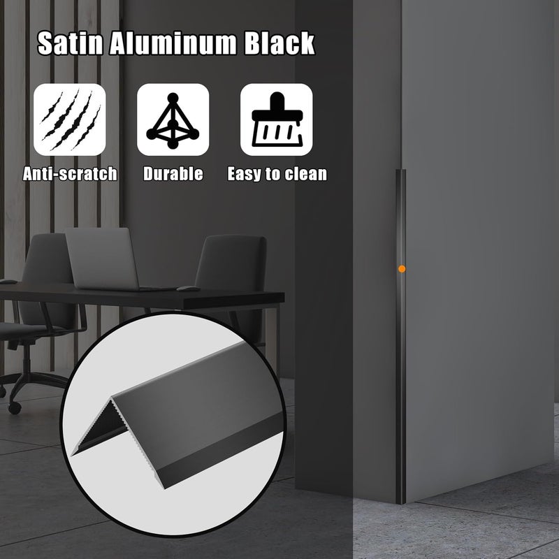 UNNAK Aluminum Alloy Black Corner Guards 6PCS Thickness Wall Corner Protectors for Walls Right Angle Corner Protectors Guards L Shaped Metal Protectors 90 Angle Corner Guards 19Ga 06x06X480 Inch - Image 4