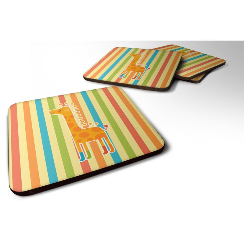 Caroline's Treasures ""Caroline's Treasures Giraffe In Socks Foam Coaster Set of 4  3.5  Multicolor""