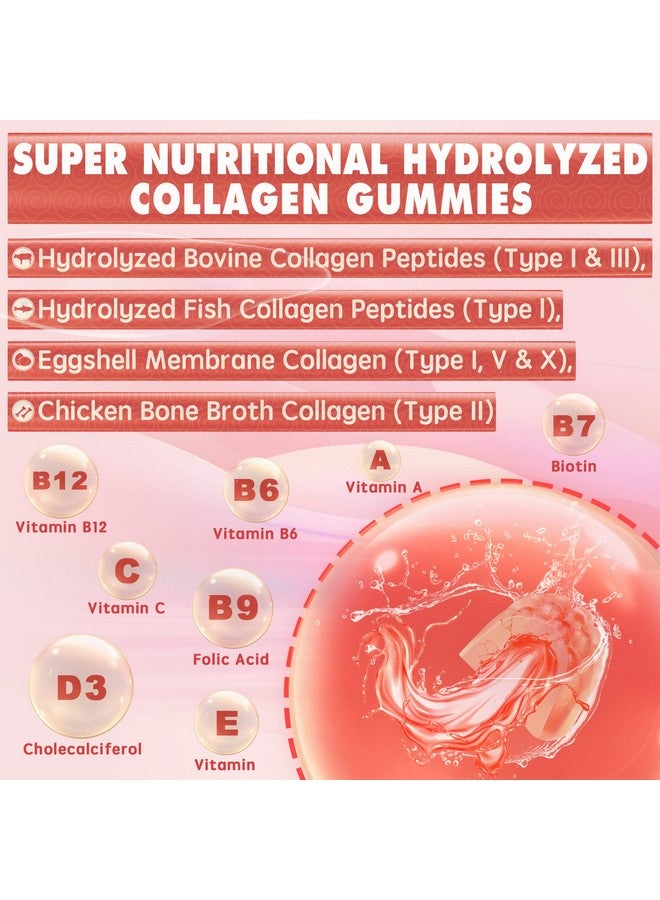 EnvyDeal Sugarfree Hydrolyzed Collagen Peptide Filled Gummiesextra Strength 1500Mg Protein Type Iiiiiivx With 5000Mcg Biotin Vitamin C A E D3 B6 B12 For Immune Digestion Skin Hair Nails Energy Bone Joint - Image 3