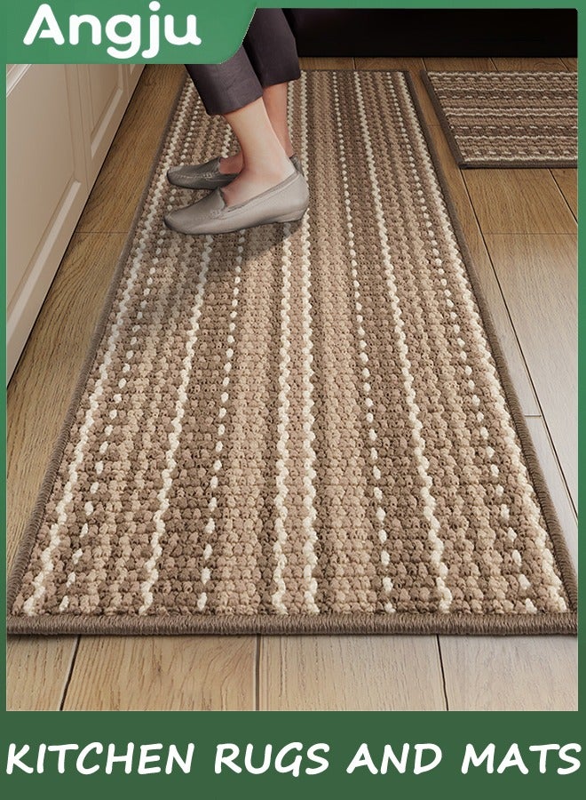 انججو 2PCS مطبخ سجاد و حصيرة للطابق-43x70cm و 43x120cm مطبخ جراء سجاد غير انزلاق غسيل مطبخ حصيرة-امتصاص مطبخ طابق حصيرة للمغسلة الأمامية، غرفة الغسيل، الممر