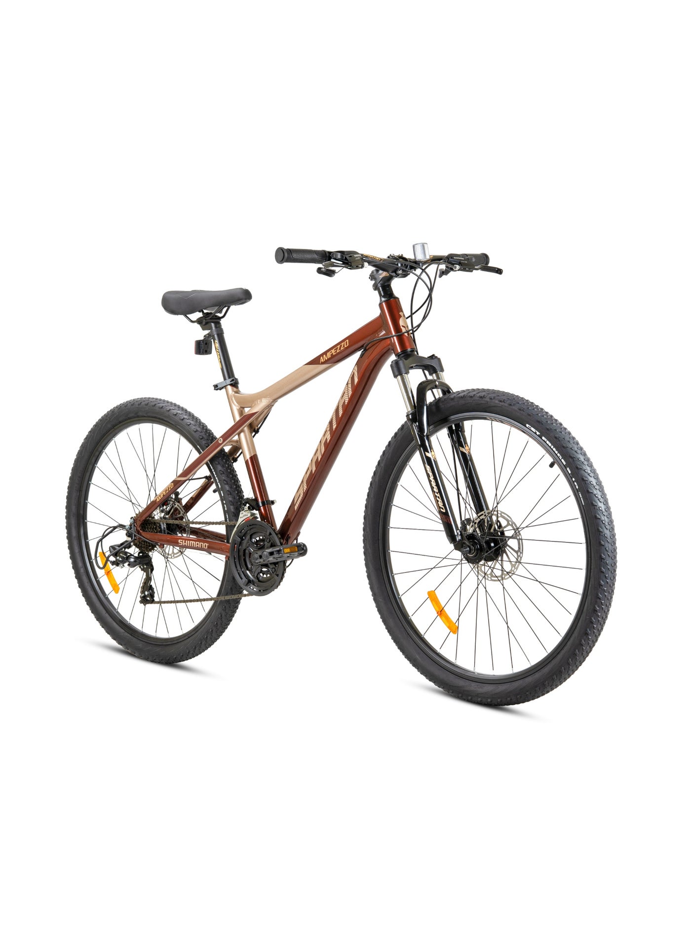 Spartan Ampezzo 27.5" MTB – 17.5" Alloy Frame, Shimano 3x7 Speed Drivetrain, Front Suspension Fork, Alloy Disc Brakes, 27.5x2.1" CST MTB Tyres, Trail-Ready Mountain Bike | SP-3005-27-ESBRWN
