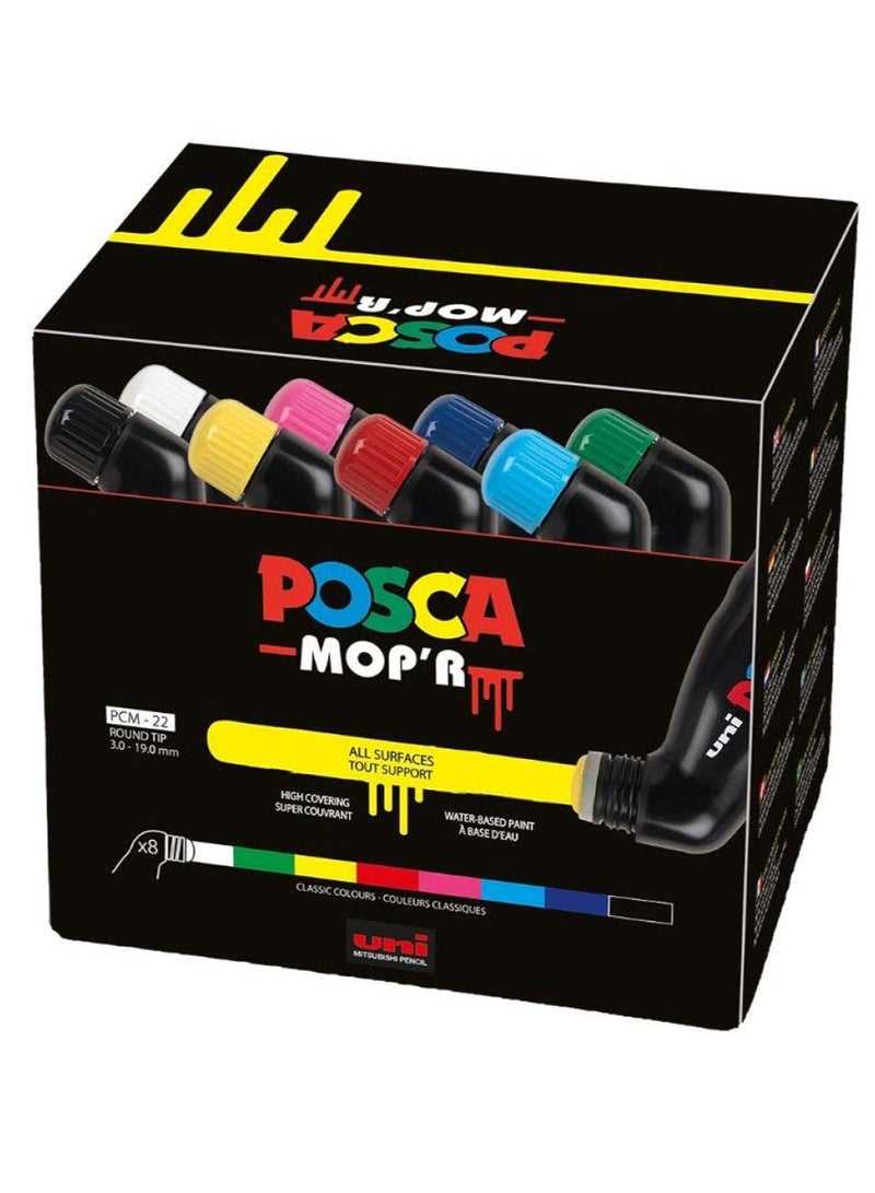Posca MOPR PCM-22 Multi Surface Permanent Paint Marker, XXL Round Tip 3-19 mm, Box of 8 Assorted - Image 1