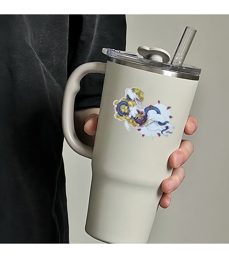 1pc Contemplative Rabbit Cute Vinyl Stickers for Laptop Water Bottle Notebook - Image 5