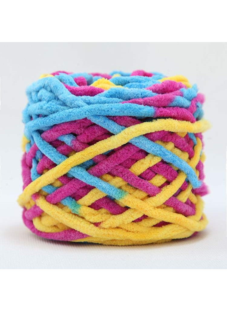Generic - Ice Cream Striped Soft Thick Yarn Handmade Diy Knitted Scarf Yarn Ball Crochet Hook Slipper Self-knitted Ball 29 Yellow Purple Blue - Image 1