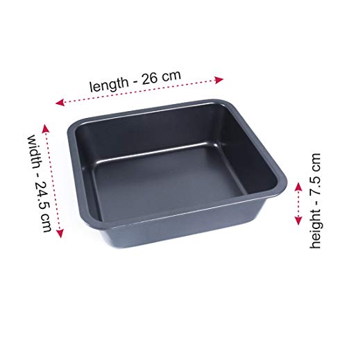 Alda Carbon Steel Deep Square Cake Tin with Non-Stick Coating, 26cm, Black - Image 2