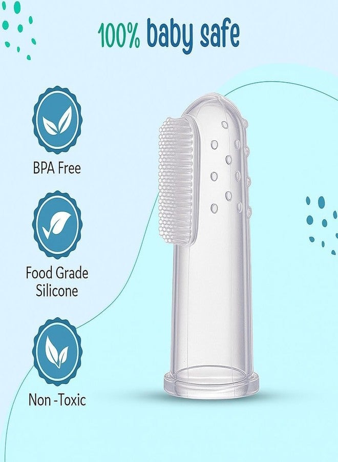 Nestlooms Baby Silicone Finger Toothbrush with storage case, BPA-Free & safe, Soft Bristles for Gentle Massaging & Cleaning Gums/tongue, Non - Toxic Food-Grade Oral Care Finger Brush for Newborns, Babies & Kids (0+ Months) (Combo White, Blue) - Image 3