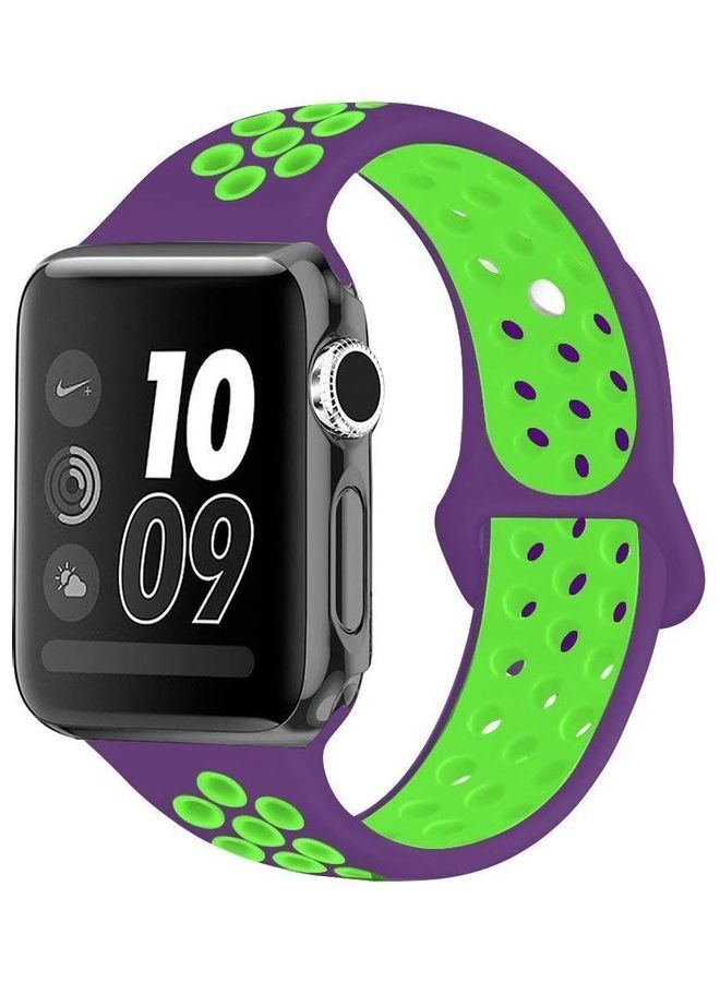 NIBEMINENT Replacement Band For Apple Watch 42/44 mm Purple/Green - Image 1
