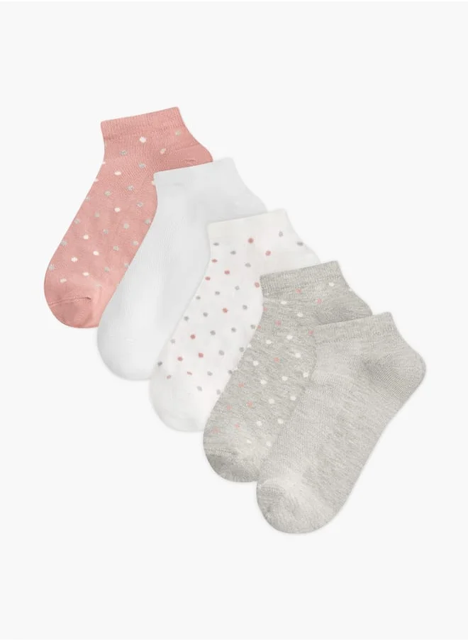 Celeste Women's Assorted Non Terry Ankle Length Socks - Set of 5