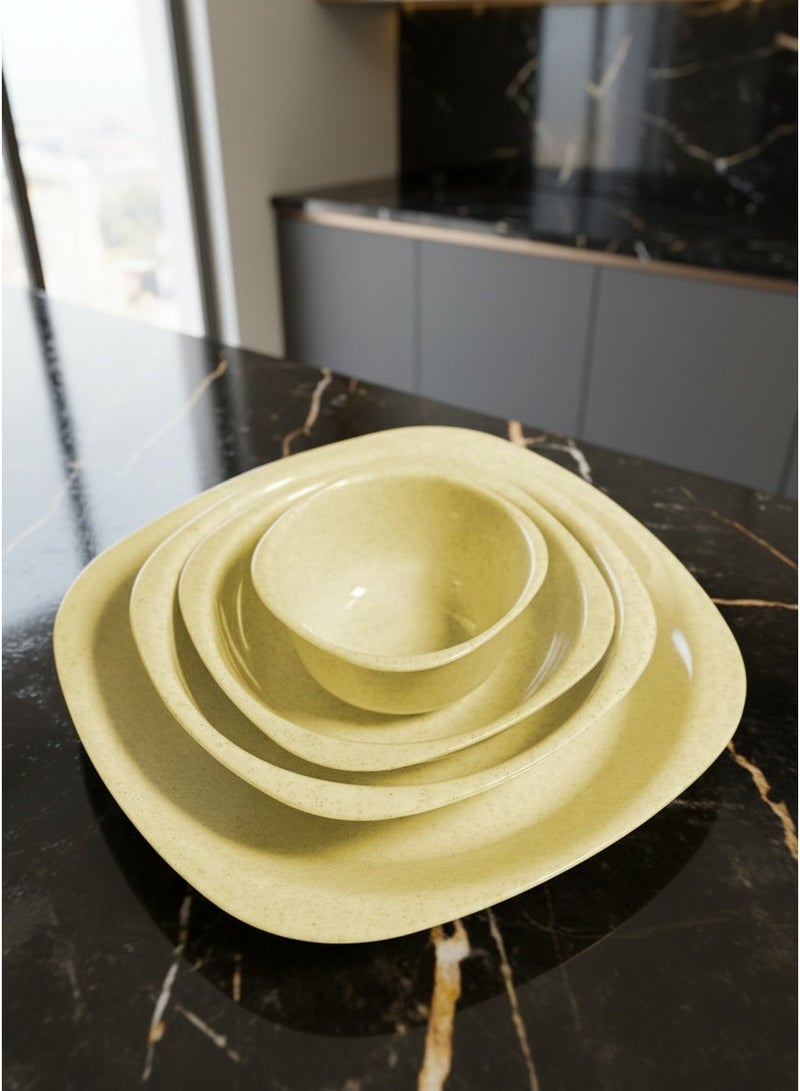 إيكو بلاست ايكو بلاست طقم عشاء ويف 33 قطعة اطباق واوعية متنوعة من البلاستيك الصحي الآمن للاستخدام الحراري في الميكروويف متعدد الاحجام والاشكال - كريمي - Image 2