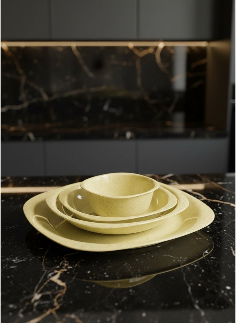 إيكو بلاست ايكو بلاست طقم عشاء ويف 33 قطعة اطباق واوعية متنوعة من البلاستيك الصحي الآمن للاستخدام الحراري في الميكروويف متعدد الاحجام والاشكال - كريمي - Image 3