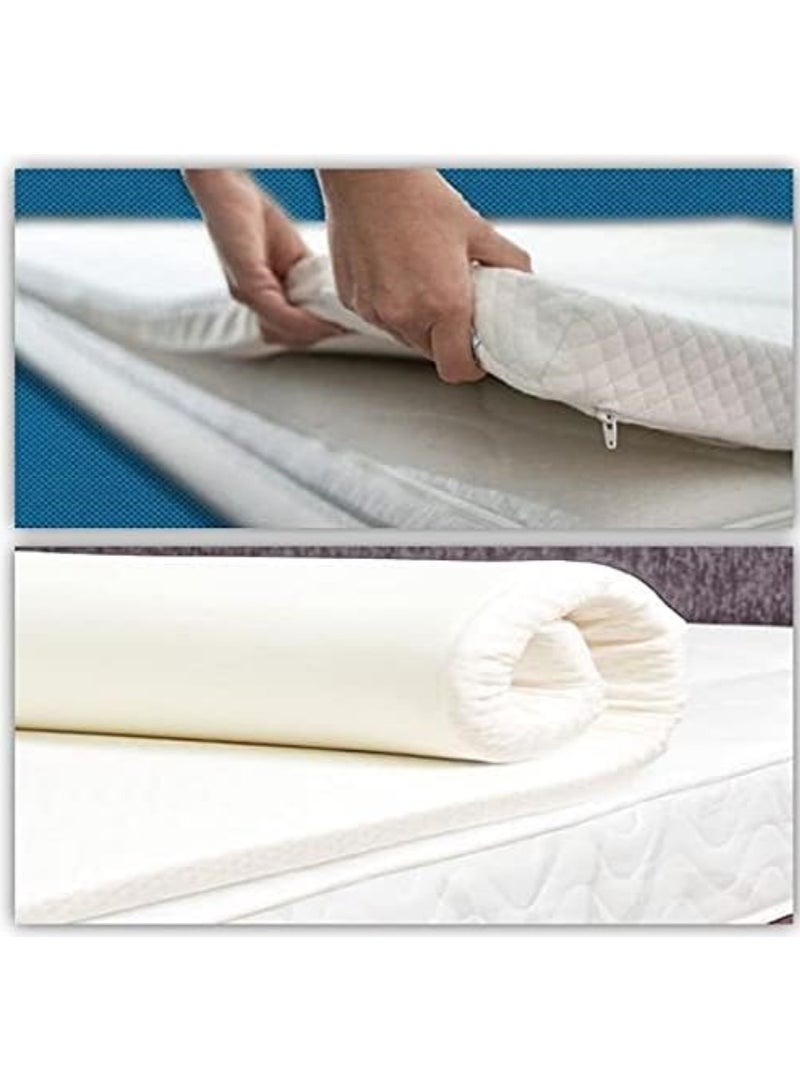 AL WADI FURNITURE AWF AL WADI FURNITURE 5cm Thick Luxury Soft Ventilated Visco Memory Foam Single Bed Mattress Topper,with Removable Belgium Jacquard Cotton Non-Slip Cover, Max Back Support - 90W x 190L cm  - Image 5