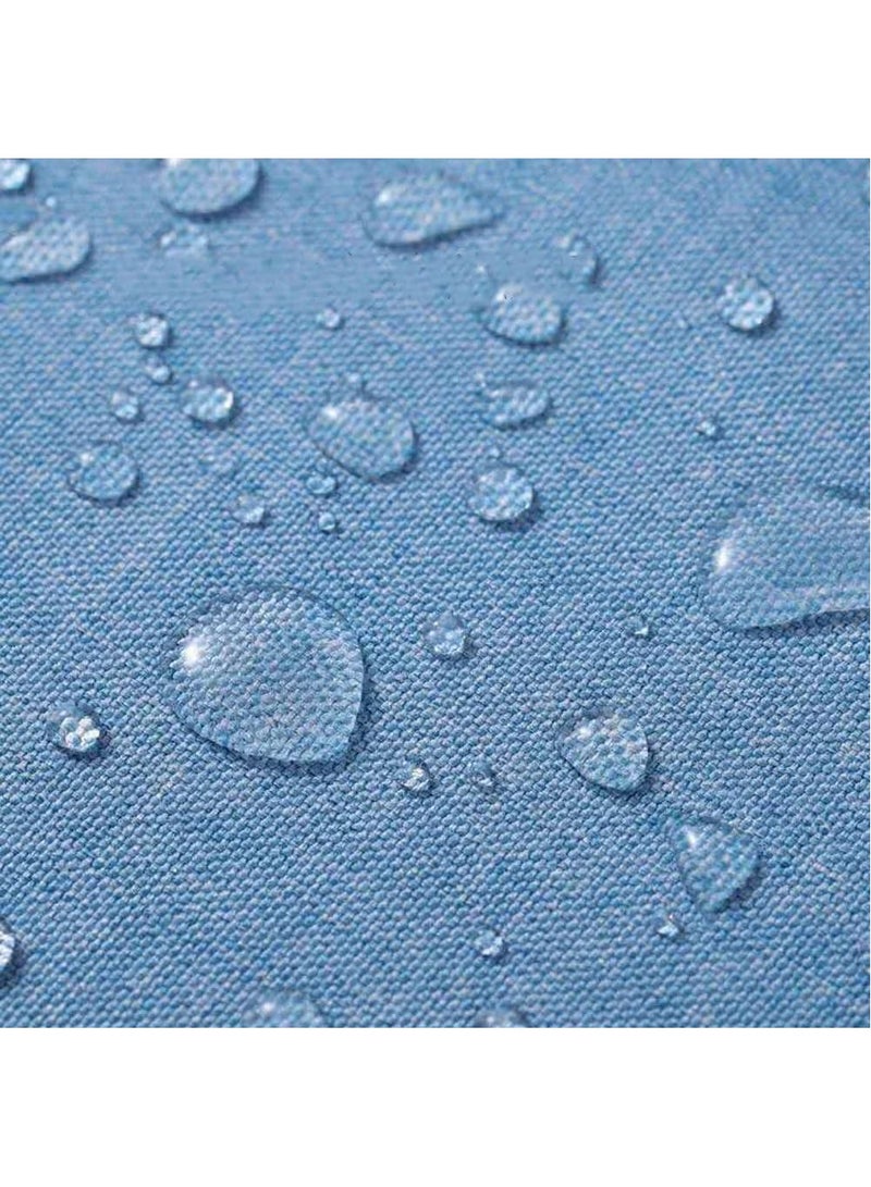 Rubik Waterproof Linen Style Shower Curtain with 12 Plastic Hooks for Bathroom, Durable Premium & Stylish Fabric (180 x 200cm) Blue  - Image 2