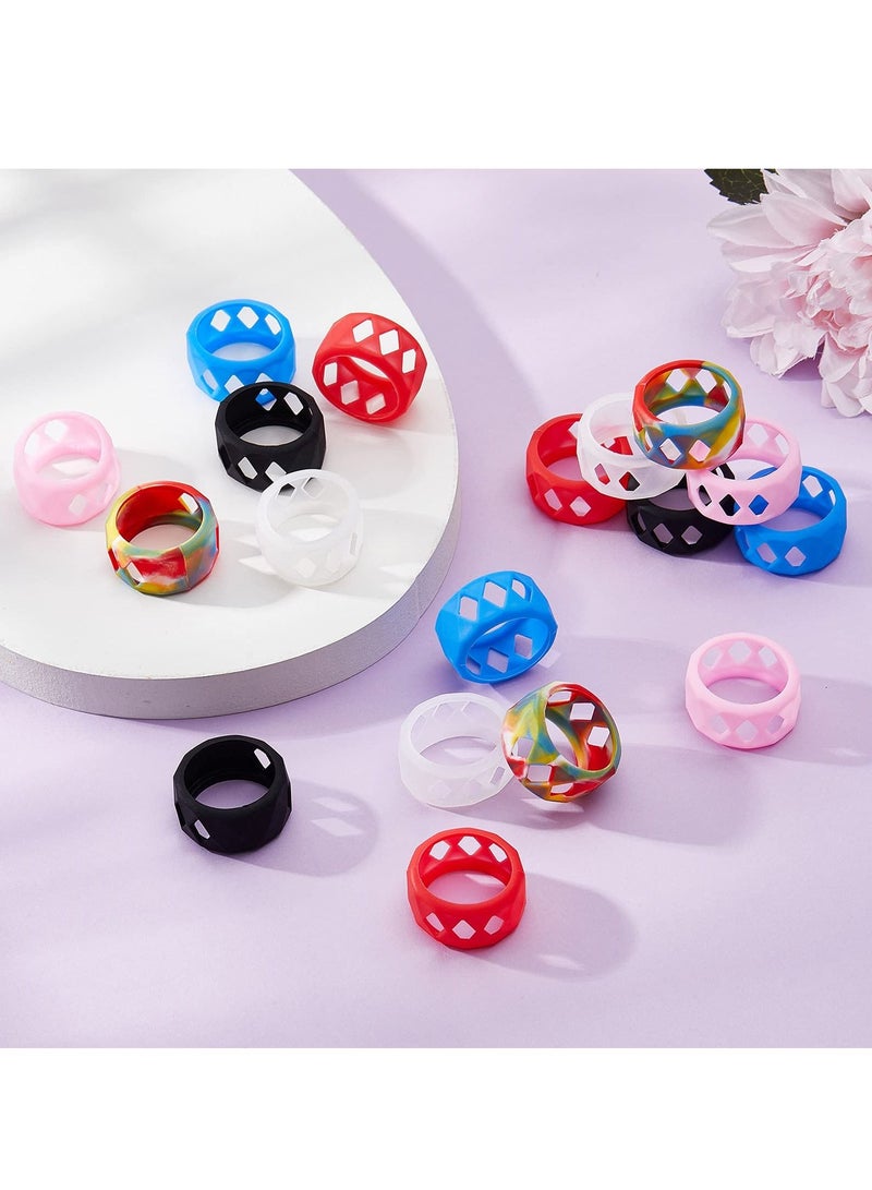 SYOSI SYOSI 18 Pcs Silicone Anti Slip Ring Non Skid Band Ring Soft Protection Sleeve Bulb Glass Silicone Ring 6 Colors (25 x 17 mm)  - Image 3